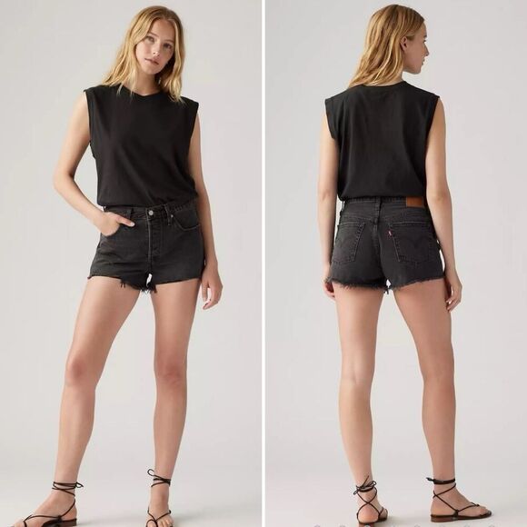 Levi's 501 Original Fit High Rise Shorts Button Fly 3” Inseam Black Women’s 29 - Picture 10 of 10
